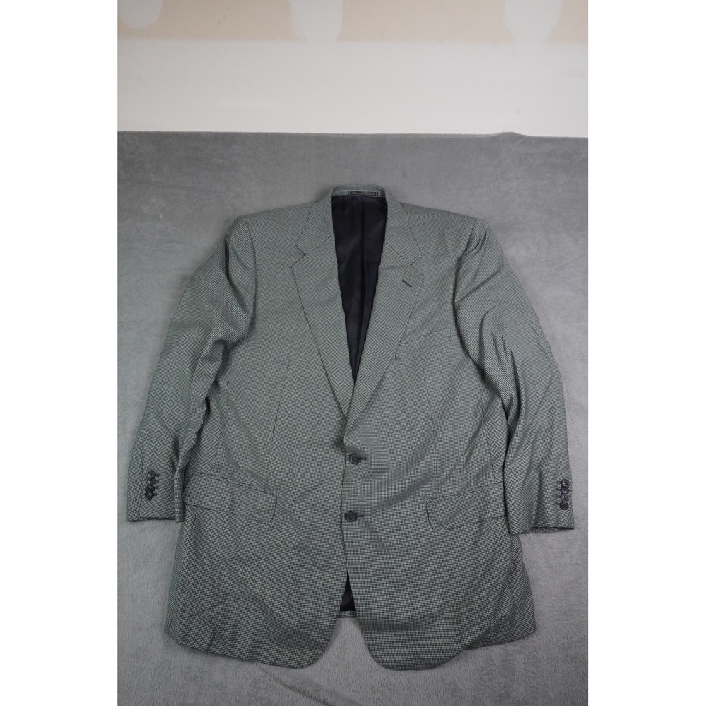 Ermenegildo Zegna Neiman Marcus Gray Wool Houndstooth Blazer 56 CH / 60 R